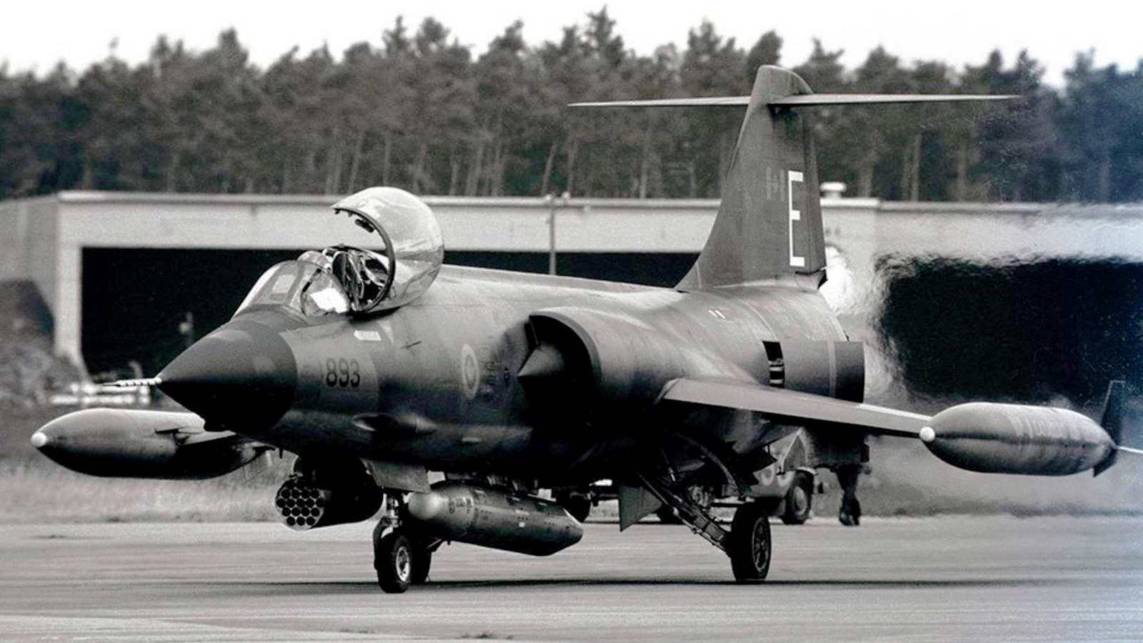 Canadian Armed Forces CF-104 taxiing in after landing at Ramstein AFB in West Germany